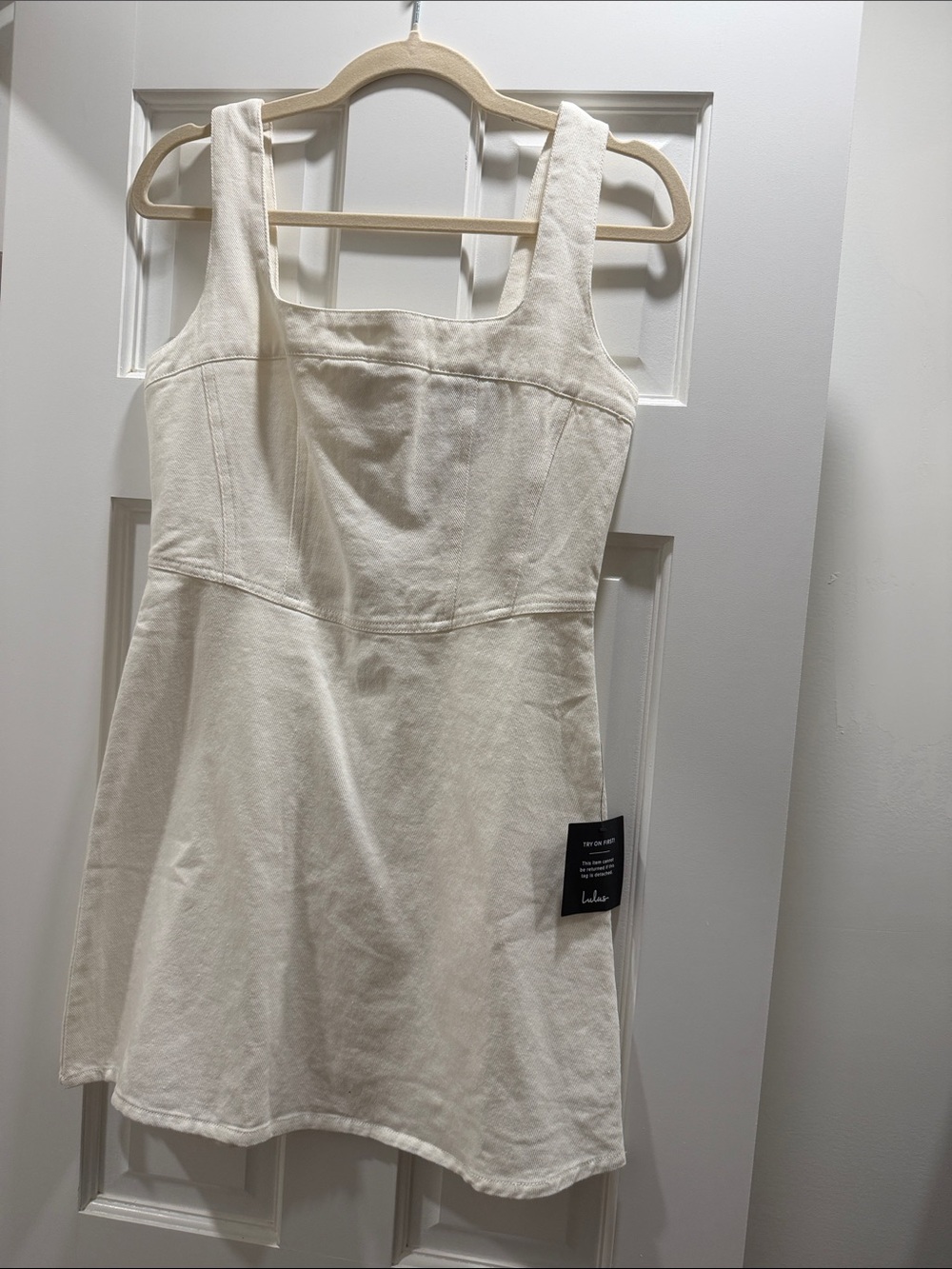 Lulu's Ivory Square-Neck Mini Dress
